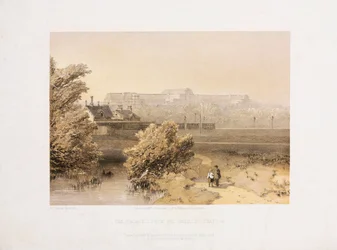 Palacio de Cristal, post-Gran Exposición El Palacio de Cristal desde la estación de Anerley, c 1855
