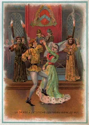 Bailando la antorcha. (litografía, hacia 1900)