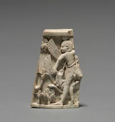 Placa decorativa: Hombre y grifo en combate, 900-800 a.C.