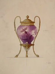 Diseño para un brule-perfume de vidrio Art Nouveau montado, Casa de Carl Faberge