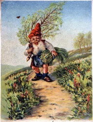 Enano volviendo de recoger, c.1900 (postal)