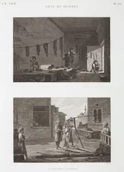 Industria de Tintes y Pigmentos. Taller de tintes y fabricación de cuerdas, Egipto, c. 1798