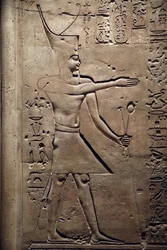 Egipto, Medamud, puerta del templo de Montu, detalle, 221-205 a.C.