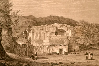 Cuevas de Elora, Maharashtra, India (grabado)