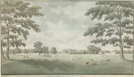 Fisherwick Hall: dibujo a la acuarela, 1786