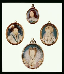 Cuatro miniaturas: Carlos II de niño por D. Desgranges