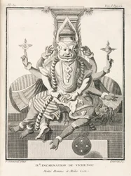 Cuarta encarnación de Visnú, mitad hombre y mitad león