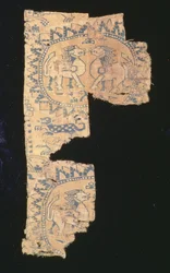 Fragmento de lampás de lino y seda, Asia central