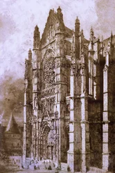 Francia - Oise - departamento 60 - Beauvais - DR. Museo Departamental de Oise - Grabado “Catedral de Beauvais”