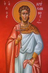 Fresco en la iglesia de la Santa Cruz, Pedoulas. San Crisanto