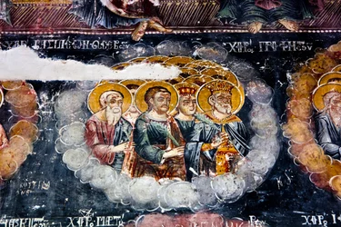 Fresco en la Iglesia de Santa María, Leusa, Albania