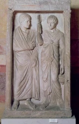 Estatua funeraria con pareja casada, griega