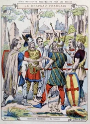 Jefe galo prestando juramento, principios del siglo XX (grabado)