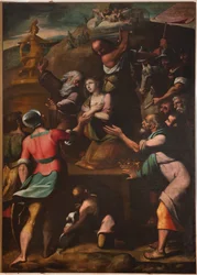 Génova, Duomo (Catedral de San Lorenzo), interior, Baptisterio (antes Iglesia de San Juan el Viejo): "Martirio de Santa Catalina", de Cesare y Alessandro Semino