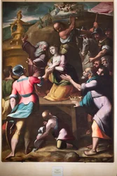 Génova, Duomo (Catedral de San Lorenzo), interior, Baptisterio (antes Iglesia de San Juan el Viejo): "Martirio de Santa Catalina", de Cesare y Alessandro Semino