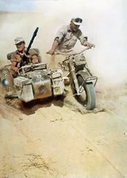 Soldados alemanes (Afrikakorps) durante la campaña de Libia