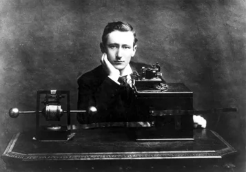 Guglielmo Marconi, pionero de la radio italiana, c. 1900