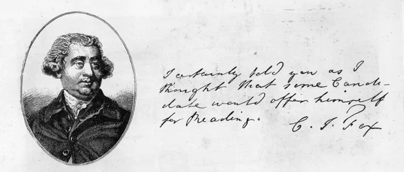 Caligrafía y firma de Charles James Fox