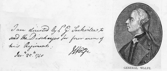 Escritura y firma del General Wolfe, 25 de enero