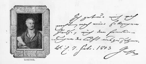Caligrafía y firma de Goethe