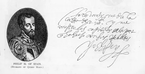 Escritura y firma de Felipe II, Rey de España