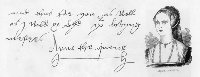 Caligrafía y firma de Ana Bolena, de una carta a Thomas Cromwell