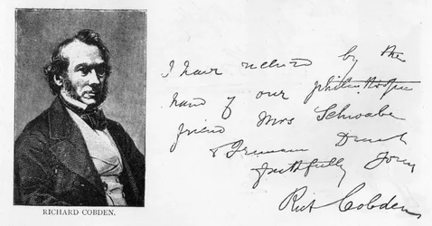 Escritura y firma de Richard Cobden