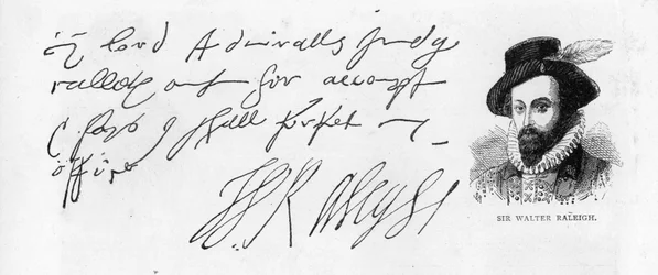 Escritura y firma de Sir Walter Raleigh