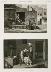 Ferretería y cuchillería, afilador de cuchillos y barbero, Egipto, c. 1798