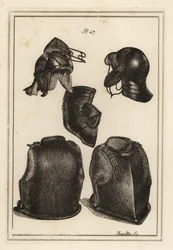 Casco, peto y espaldar usados por el general roundhead Robert Greville, Lord Brooke, cuando fue asesinado en Lichfield
