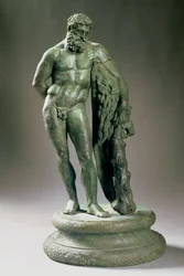 Heracles (Hércules) descansando, una copia reducida de un original de Lisipo (c.390-p.310 a.C.) griego, c.320 a.C.
