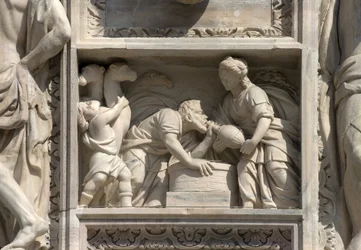 Alto relieve que representa a Rebeca y Eleazar por Giovan Pietro Lasagna