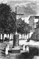 Historia de la Antigua Roma. Orden de Frailes Menores Capuchinos sobre la plaza Barberini en Roma la cruz de Cristo