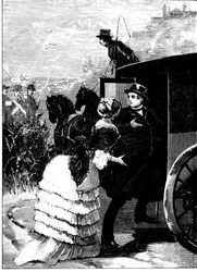 Historia de la Antigua Roma. La huida de Roma en ropa civil del Papa Pío IX durante la República en 1849. Grabado de L. Stefanoni 1885