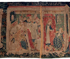 Historia de San Piat y San Eleuthère, también llamado tapiz de Arras. Encargado al canónigo Toussaint Prier, capellán del duque de Borgoña, finales del siglo XIV-principios del XV. 22m x 2m. Detalle (tapiz)