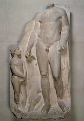 Cazador, fragmento de un relieve en una estela funeraria, Ática, probablemente principios del siglo IV a.C.