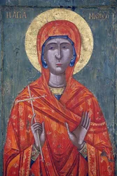 Icono en el museo bizantino de Pedoulas: Santa Marina (siglo XVIII)