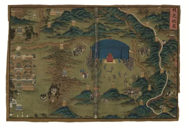 Edictos imperiales sobre el general Qi Mian, dinastía Ming (tinta y color sobre seda)