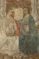 Interior. Cruce norte. Altar (Altar de las pinturas murales). Original de la capilla principal. Pinturas murales (¿fresco?). (detalle)