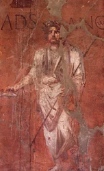 Italia: Sitio arqueológico de Pompeya al pie del Vesubio: fresco mural