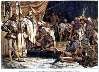 Jean de Bethencourt, caballero normando, barón de Saint Martin le Gaillard, conquistó y cristianizó las Islas Canarias en enero de 1405, de la revista "Sur terre et sur mer" n°28, 8 de enero.