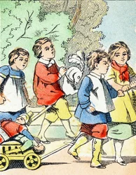 Juego: El cochecito - Alfabeto de Entretenimiento Infantil c.1890 (litografía)