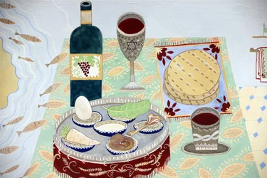 Museo Judío de Suiza, Basilea, Una mesa preparada para un Seder de Pascua (foto)