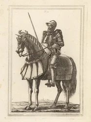 El rey Eduardo III representado como un caballero armado a caballo