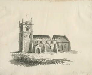 Iglesia de Kings Bromley: dibujo en sepia, nd [c 1770]