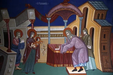 Monasterio de Kykkos, Chipre. Fresco que representa la Presentación de Jesús en el templo, Pedoulas, Chipre
