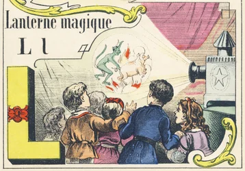 L: linterna mágica - Alfabeto de juegos, c.1890