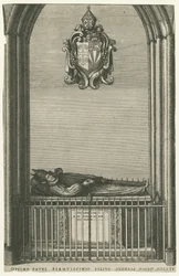 Catedral de Lichfield - Monumento de Bishop Hacket: grabado, nd [?finales del siglo XVII]