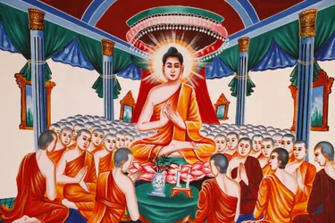Vida del Buda instruyendo a los arahants, Siem Reap, Camboya