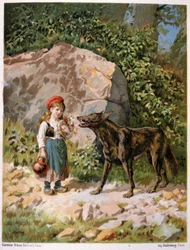 Caperucita roja y el lobo, finales del siglo XIX (ilustración)